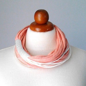Handmade Salmon Bib Necklace: Cotton & Silk Statement Jewelry