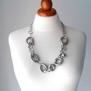 Silver statement necklace Chunky chain necklace Silver chain chunky link necklace Everyday necklace silver Long chain necklace Long link