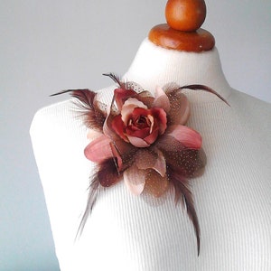 Costume jewelry brooch for women Floral Pins for Dress Organza Flower Brooch Brown Oversized Flower Big Silk Flower Brooches Photo Shoot