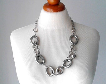 Silver statement necklace Chunky chain necklace Silver chain chunky link necklace Everyday necklace silver Long chain necklace Long link