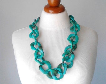 Chunky chain necklace Chunky link necklace Chain link necklace Acrylic chain Thick chain necklace women teal chain necklace