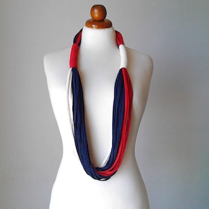 Bib necklace 4th of July 4th american flag patriotic jewelry independence day USA flag red white and blue necklace blue red white jewelry image 1
