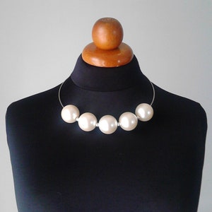 Large pearl necklace big pearl necklace chunky pearl necklace faux pearl necklace pearl choker necklace oversized pearl 30mm off white pearl