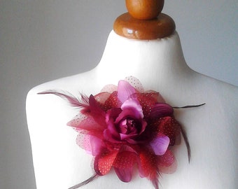 Fabric Flower Brooch Pin Petal Flower Pin Satin Handmade