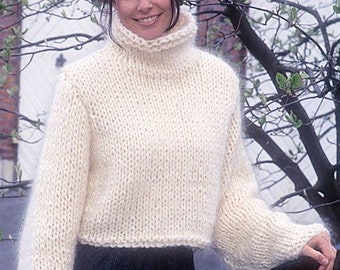 DJJCNMaglione Maglione da Donna in Mohair Velluto Lungo Lanterna Lunga Manica in Lana Pullover Abito Scollo A V Camicie A Maglia Top Maglioni