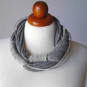 Statement Necklace Two shades of gray necklace chunky necklace statement bib necklace fiber necklace big bold necklace bib necklace image 1