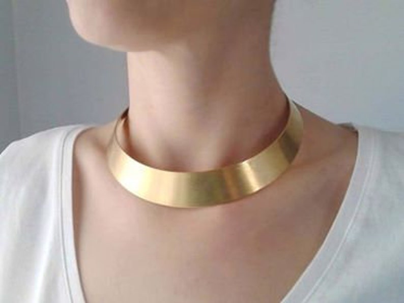 Brass gold choker,tribal choker,ethnic choker,African choker,bib collar necklace,statement choker neck cuff choker,large,wide,thick,metallic