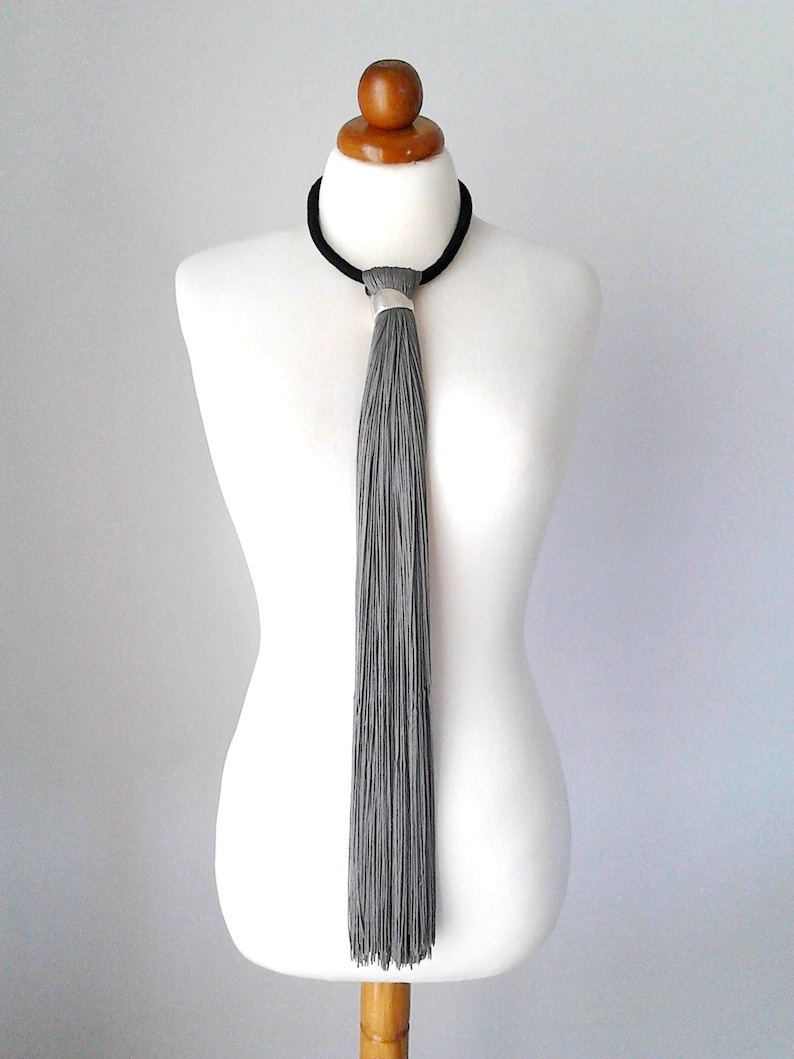 Fringe necklace long Tassel necklace boho jewelry tie necklace gold tassel necklace gold multi tassel unique necklace prom jewelry long Gray No 633