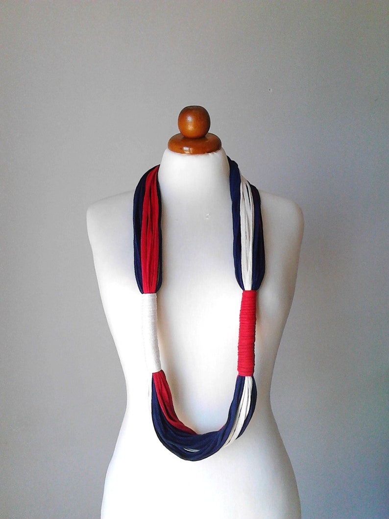 Bib necklace 4th of July 4th american flag patriotic jewelry independence day USA flag red white and blue necklace blue red white jewelry image 4