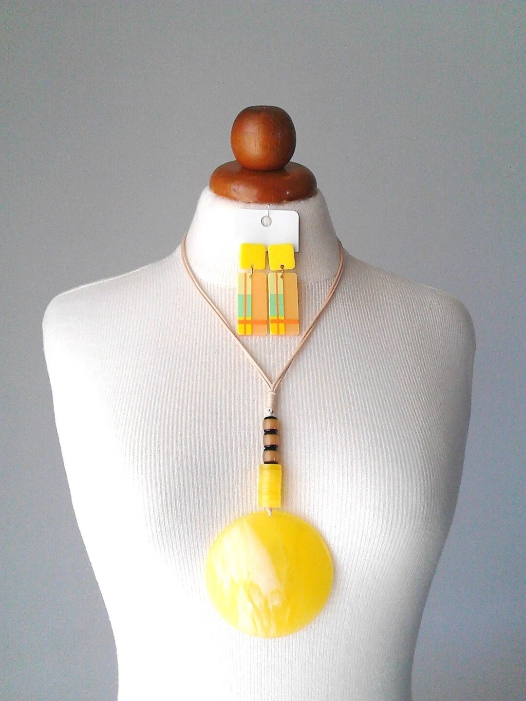 Yellow Necklace Set Yellow Statement Necklace Yellow Pendant Necklace
