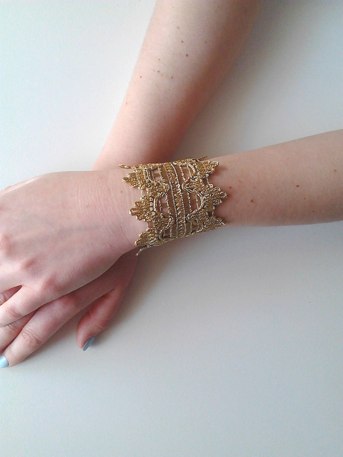Cuff Bracelet Gold Lace Bracelet Wrist Cuff Bracelet Statement Etsy