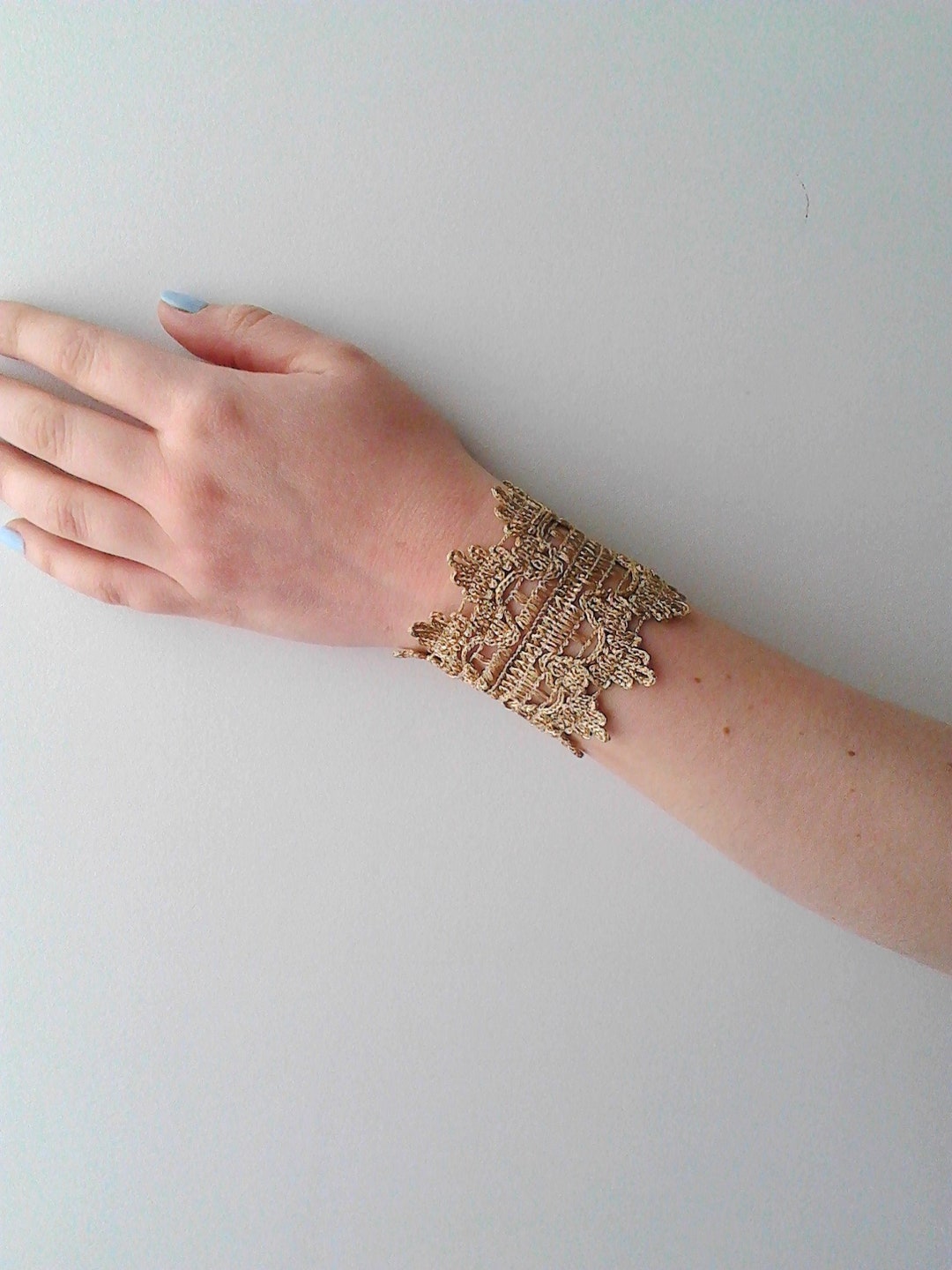 Cuff Bracelet Gold Lace Bracelet Wrist Cuff Bracelet Statement Etsy