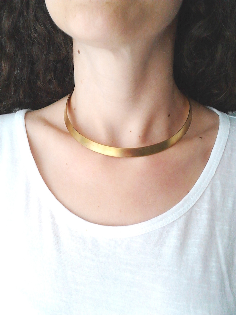 Brass gold choker,tribal choker,ethnic choker,African choker,bib collar necklace,statement choker neck cuff choker,large,wide,thick,metallic