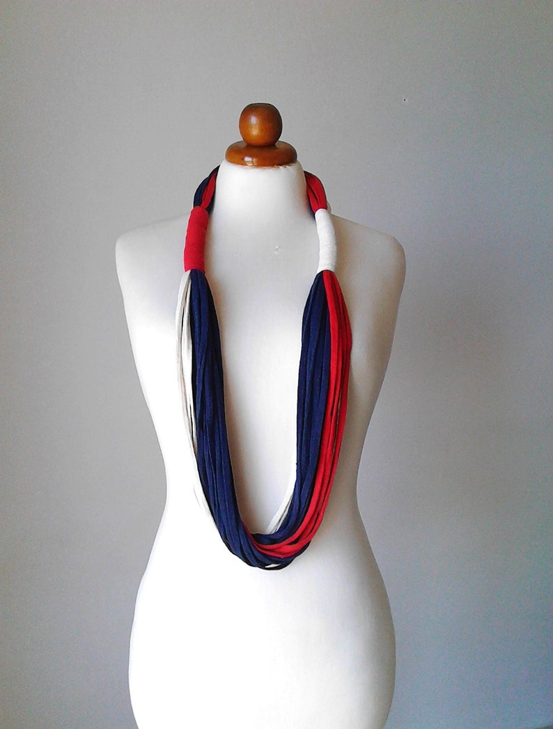 Bib necklace 4th of July 4th american flag patriotic jewelry independence day USA flag red white and blue necklace blue red white jewelry image 1
