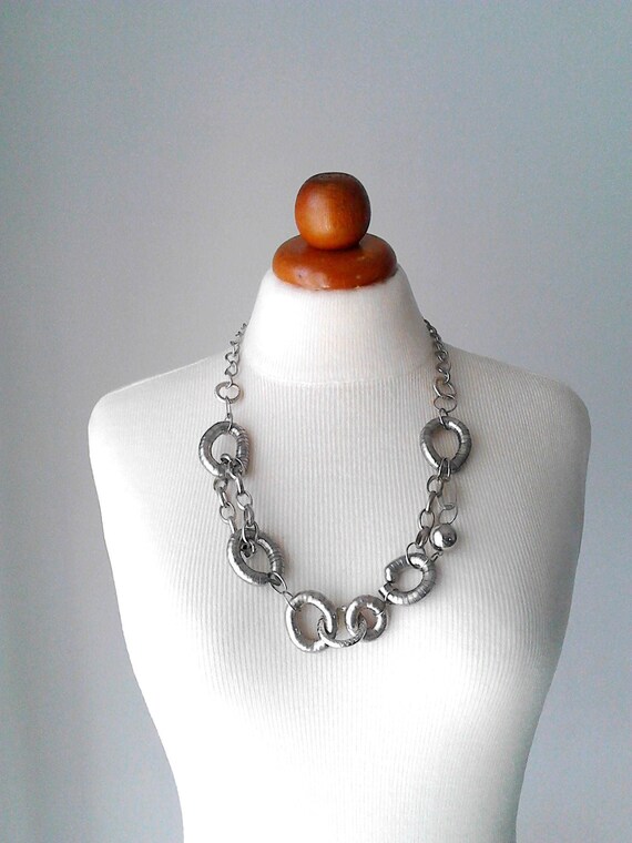 Chunky silver statement on sale necklace