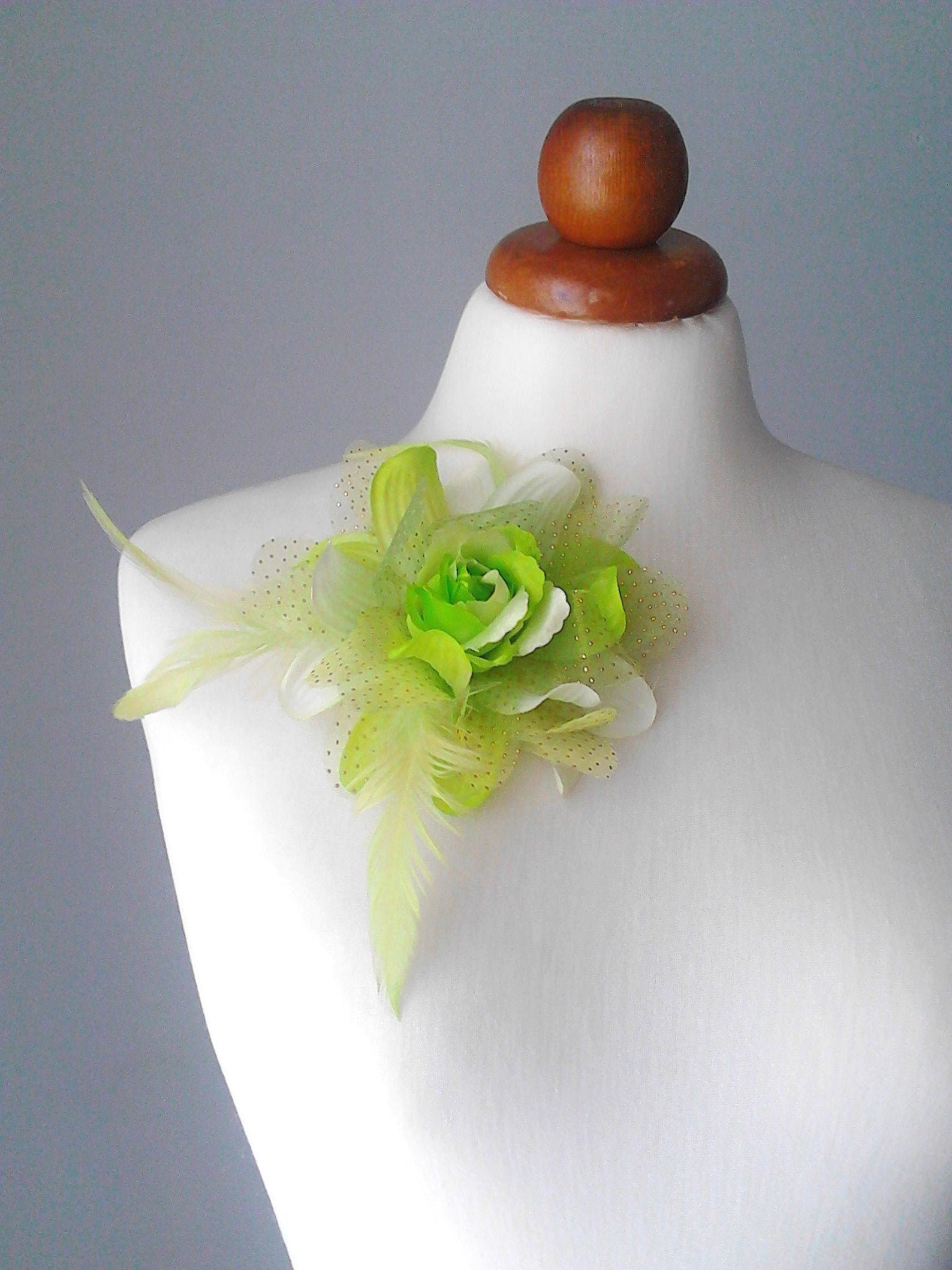 Green Fabric Flower Pin Large Brooch Silk Floral Brooch for Etsy