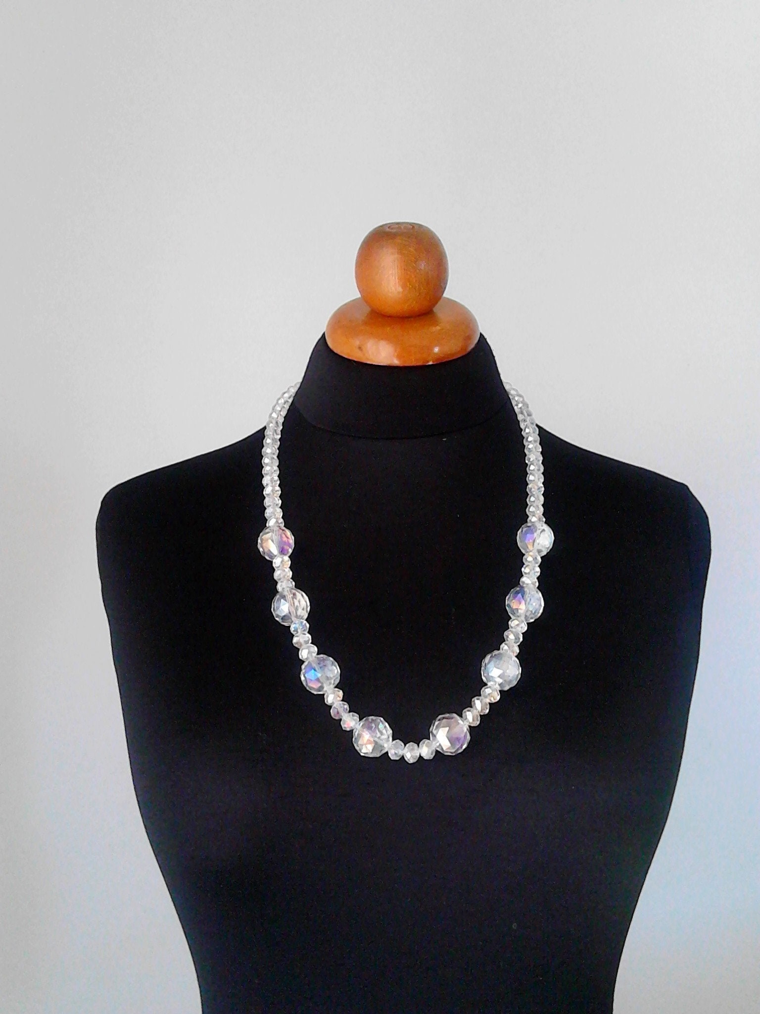 Clear glass bead necklace best sale