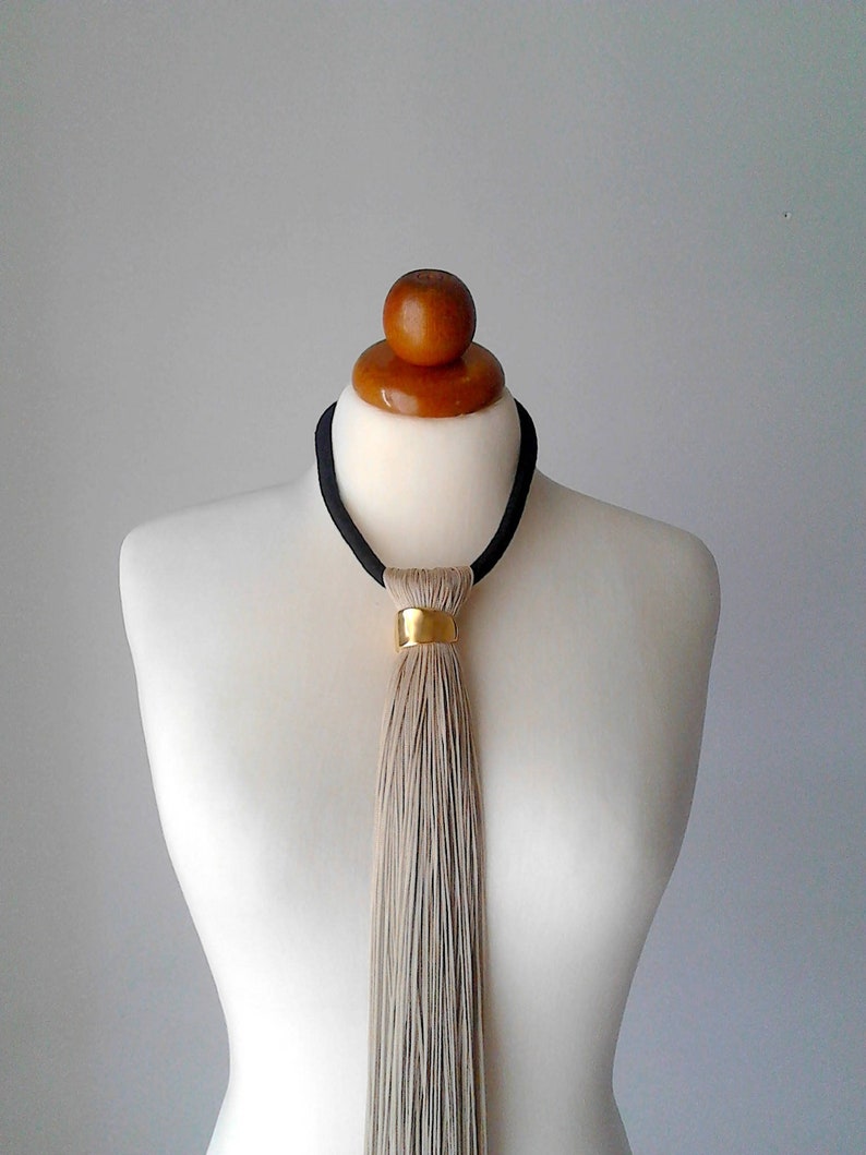 Fringe necklace long Tassel necklace boho jewelry tie necklace gold tassel necklace gold multi tassel unique necklace prom jewelry long image 1