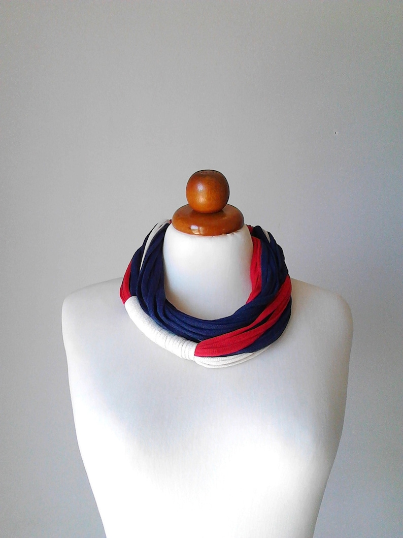 Bib necklace 4th of July 4th american flag patriotic jewelry independence day USA flag red white and blue necklace blue red white jewelry image 2