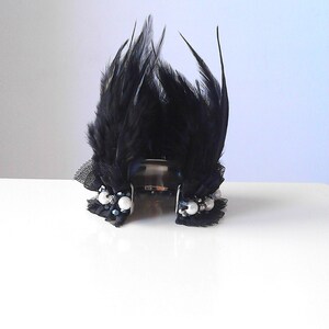 Statement bracelet cuff bracelet feathers bracelet cuff feather bracelet feathers wrist cuff feather cuffs Gothic jewelry Halloween costume image 5