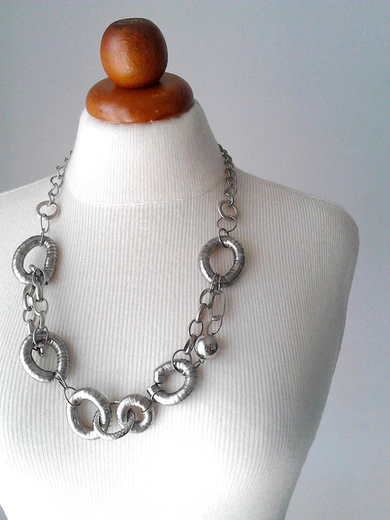 Chunky Chain Fashion Silver Bead Necklace, Bold Statement Jewellery UK