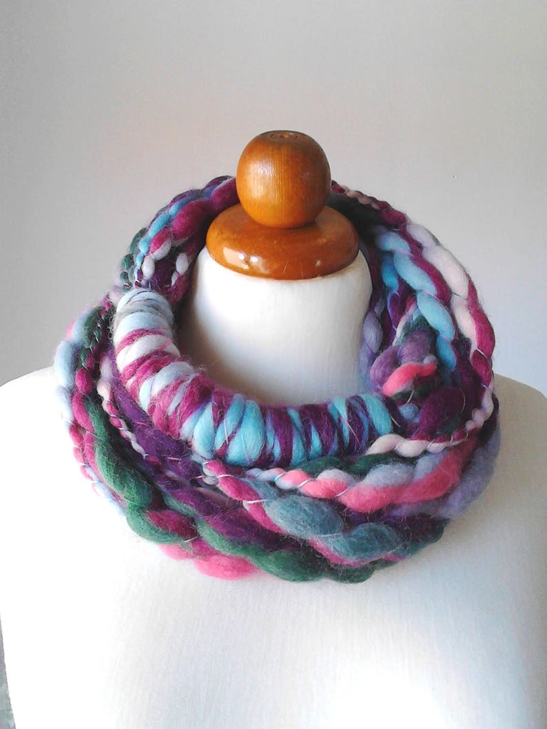 Knit Necklace Yarn Necklace Fiber Art Jewelry Chunky Long Etsy