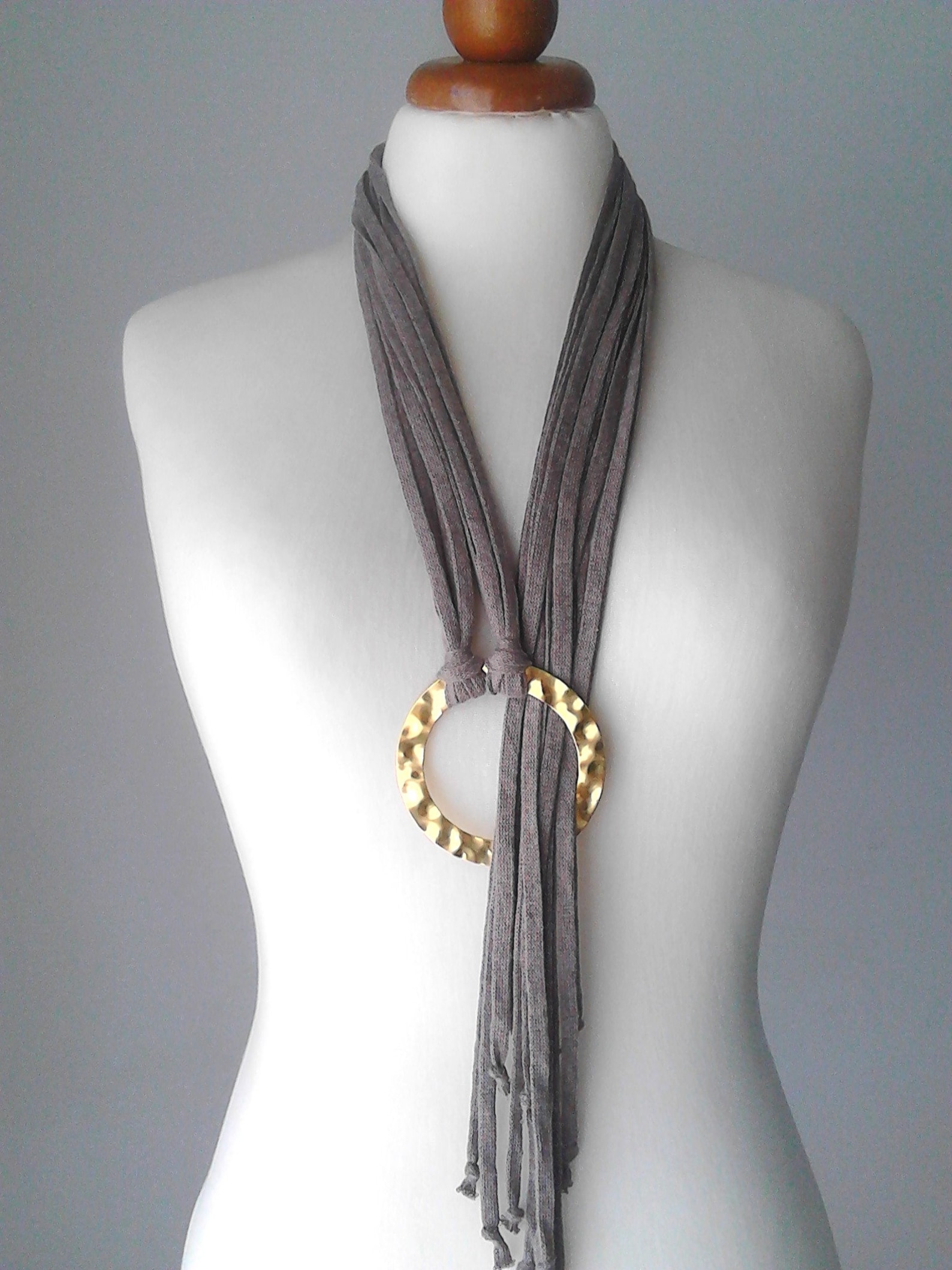 Long Necklace Gold Circle Necklace Long Pendant Necklace Gold Etsy