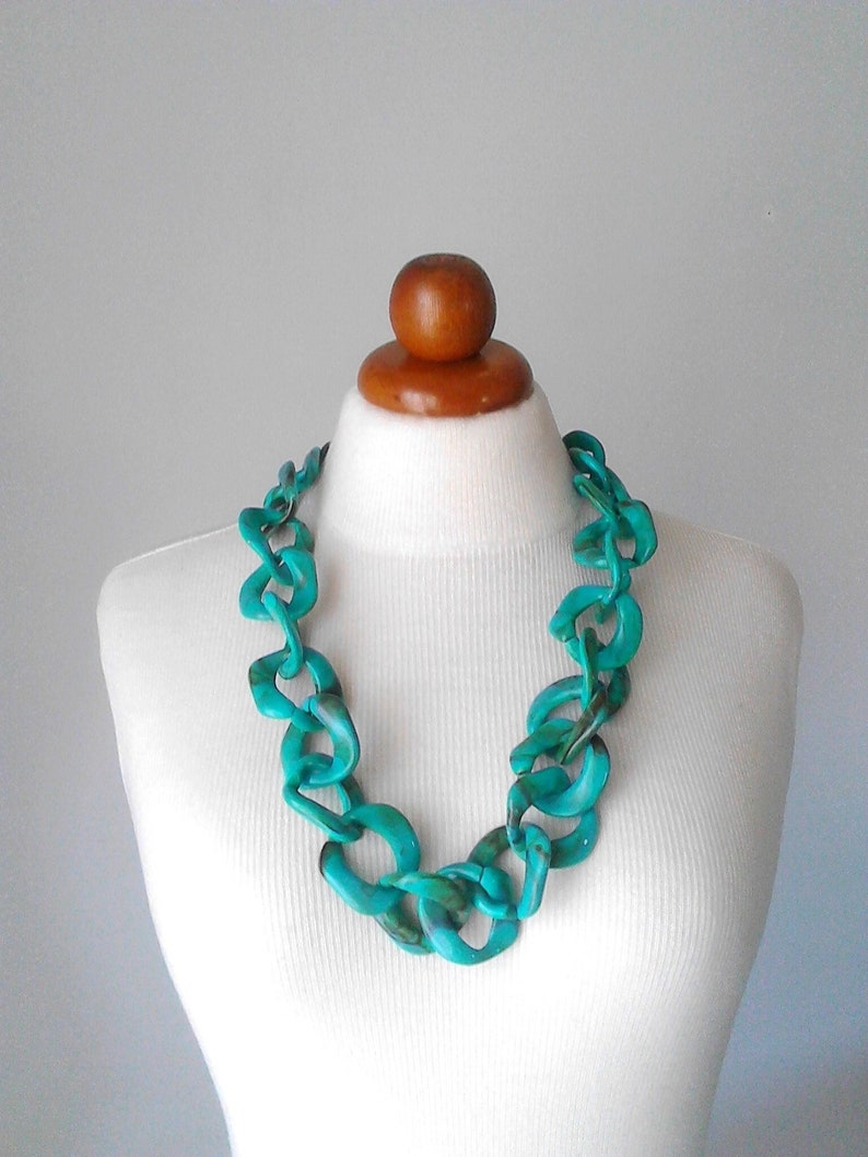 Chunky chain necklace Chunky link necklace Chain link necklace Acrylic chain Thick chain necklace women teal chain necklace 