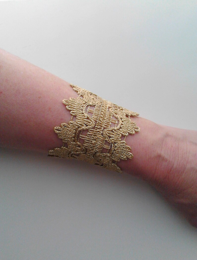 Cuff Bracelet gold lace bracelet wrist cuff bracelet statement Etsy