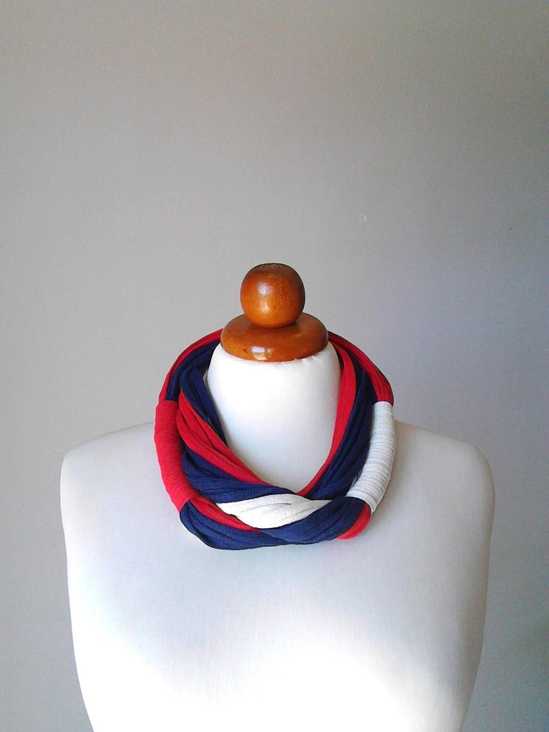 Bib necklace 4th of July 4th american flag patriotic jewelry independence day USA flag red white and blue necklace blue red white jewelry image 5