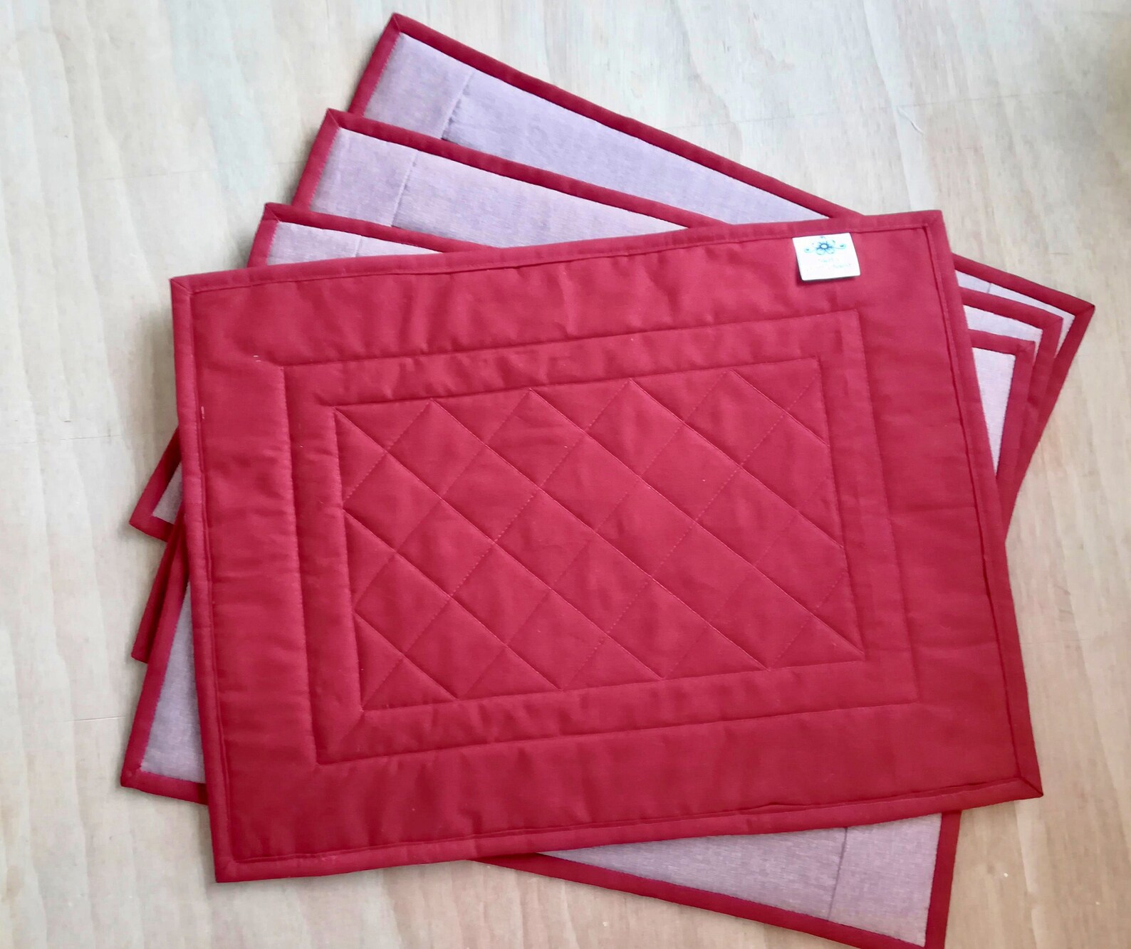 Handmade pink quilted table mats set of 4 floral Etsy