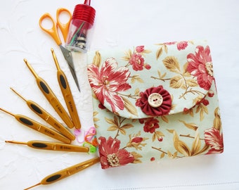 Handmade Crochet hook case, fabric crochet hooks holder