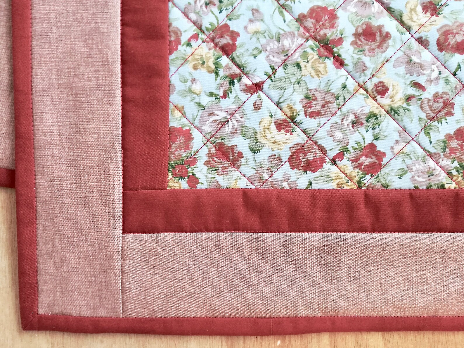 Handmade pink quilted table mats set of 4 floral Etsy