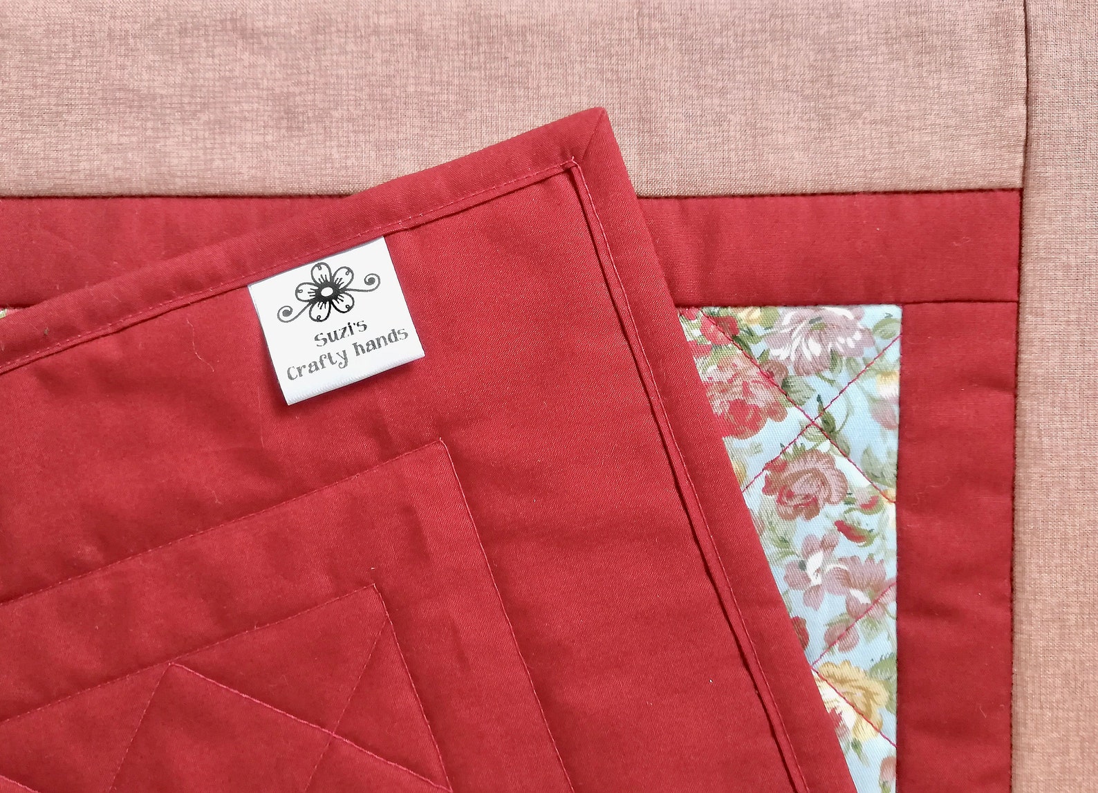 Handmade pink quilted table mats set of 4 floral Etsy