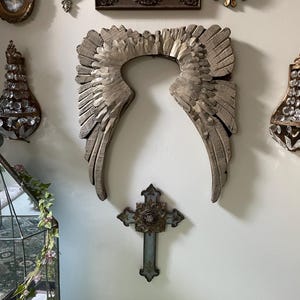 Glorious Wood And Tin Wall  Angel Wings