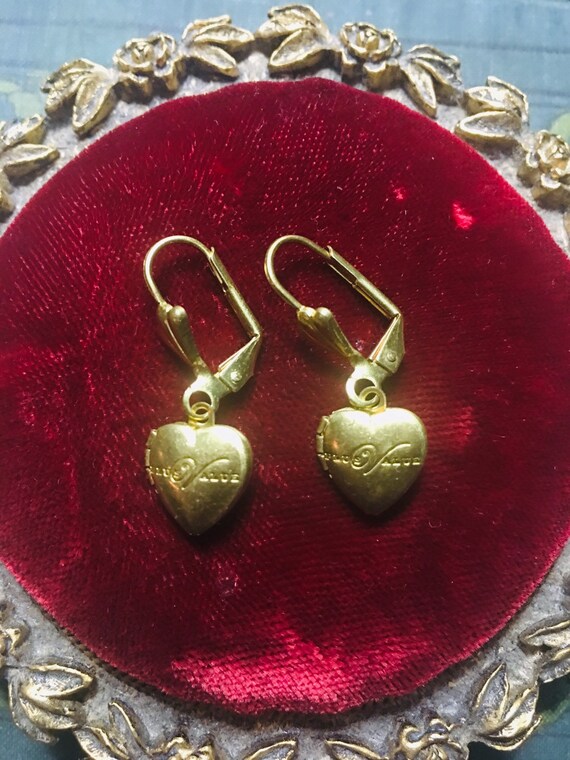 Heart locket earrings discount