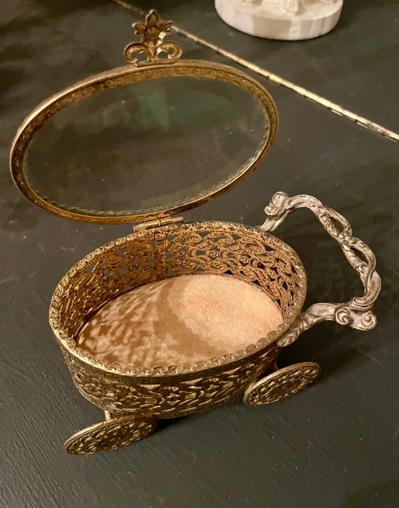 Antique Gold Coach Carridge Syle Casket Jewelry B… - image 2