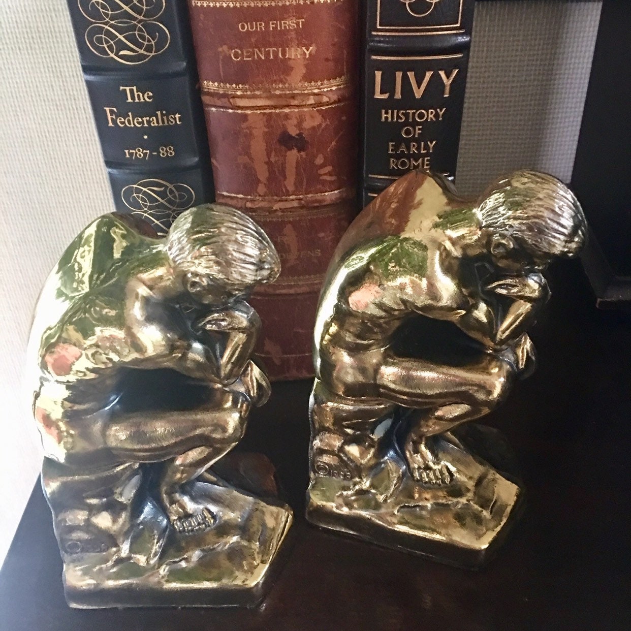 The Thinking Man Bookends Etsy