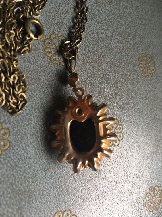 Beautiful Vintage Peach Rose Pendent With Rhinest… - image 3