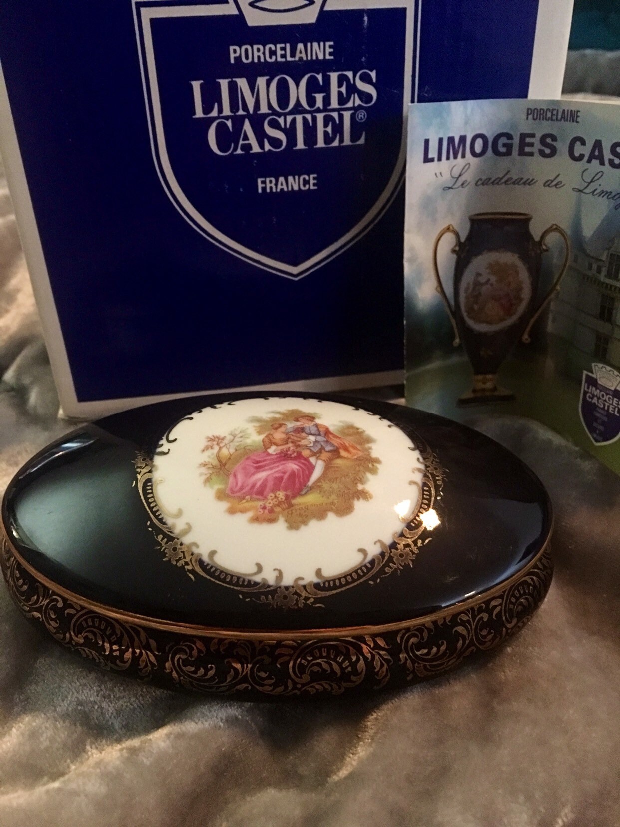 Limoges Castel France Oval Porcelain Lidded Jewelry Box With Etsy