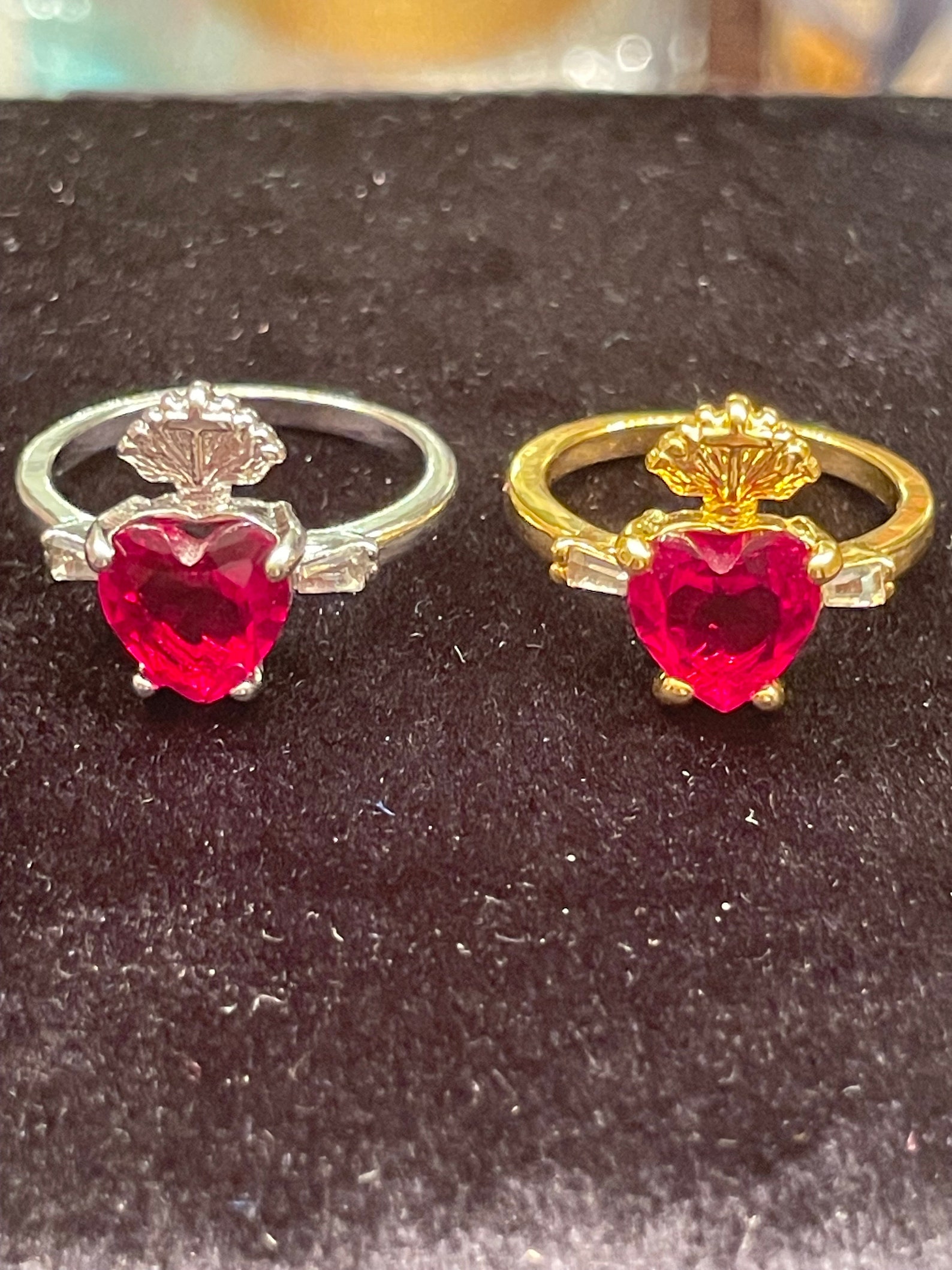 Red Stone Sacred Heart Ring - Etsy