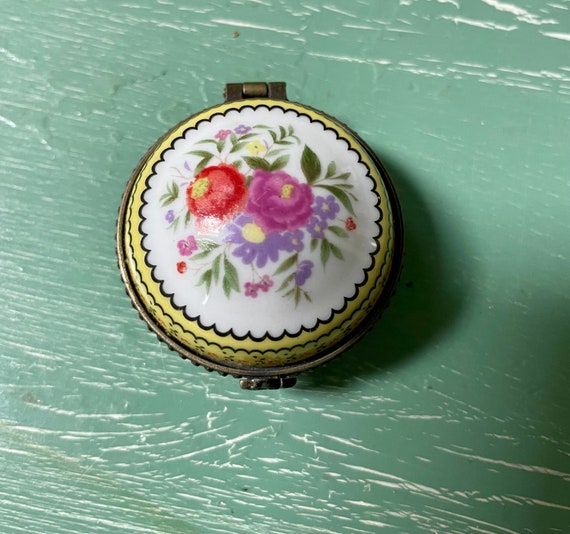 Colorful Floral French Porcelain Trinket Box