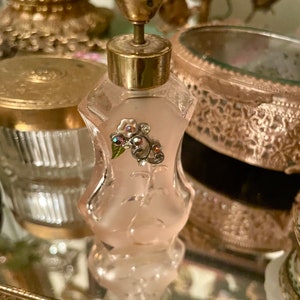 Antique Pink Irice Jeweled Perfume Bottle