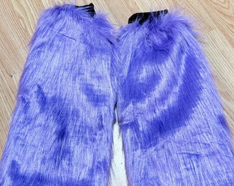 Light purple lilac Furry Fluffy Fur Legwarmer Boot Cover Women fuzzy Club Party Dance Christmas Winter Festival Holiday Birthday Leg  cyber
