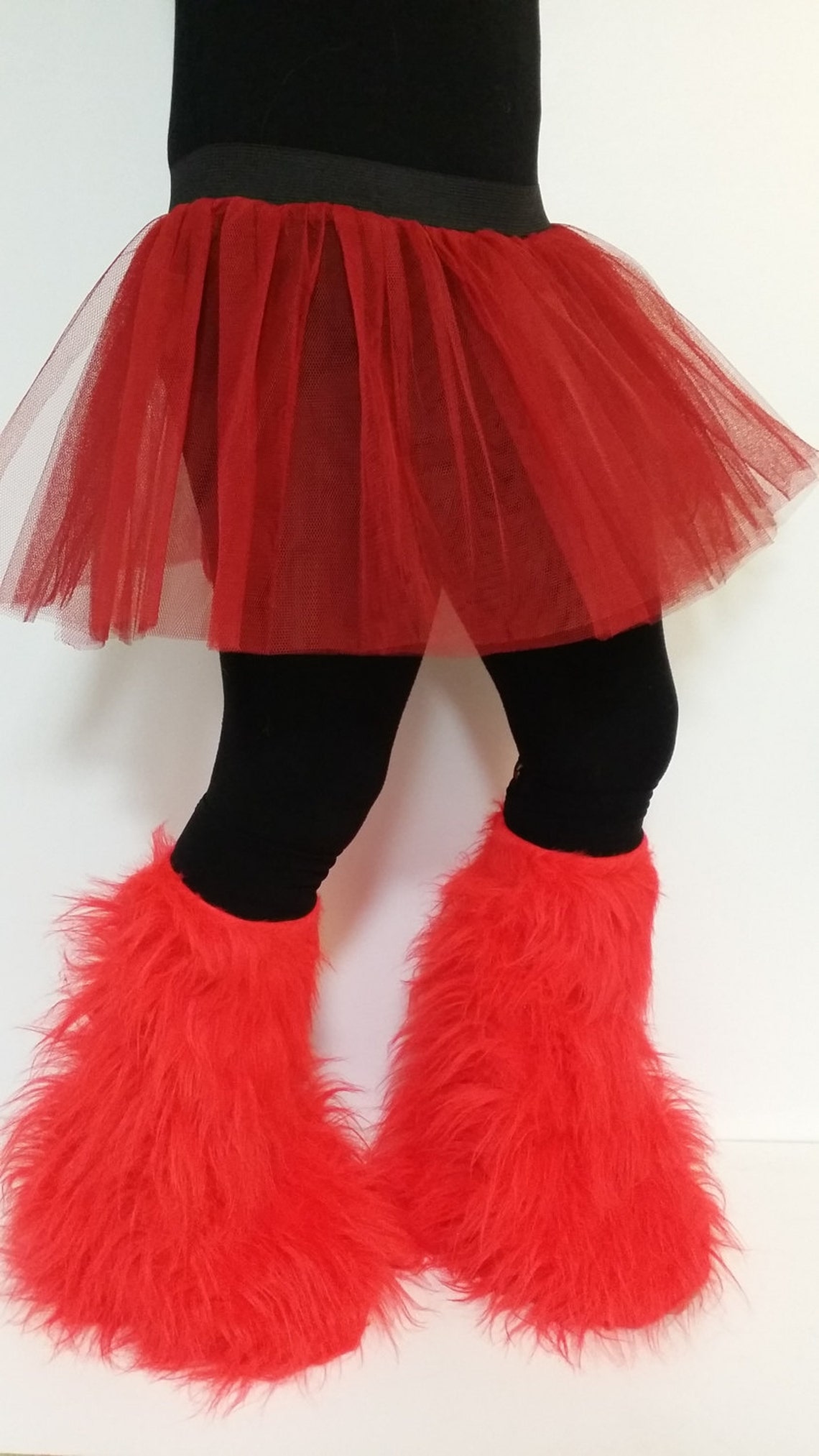 Red Furry Fluffy Leg Warmer Boot Cover & Tutu Skirt Party Etsy
