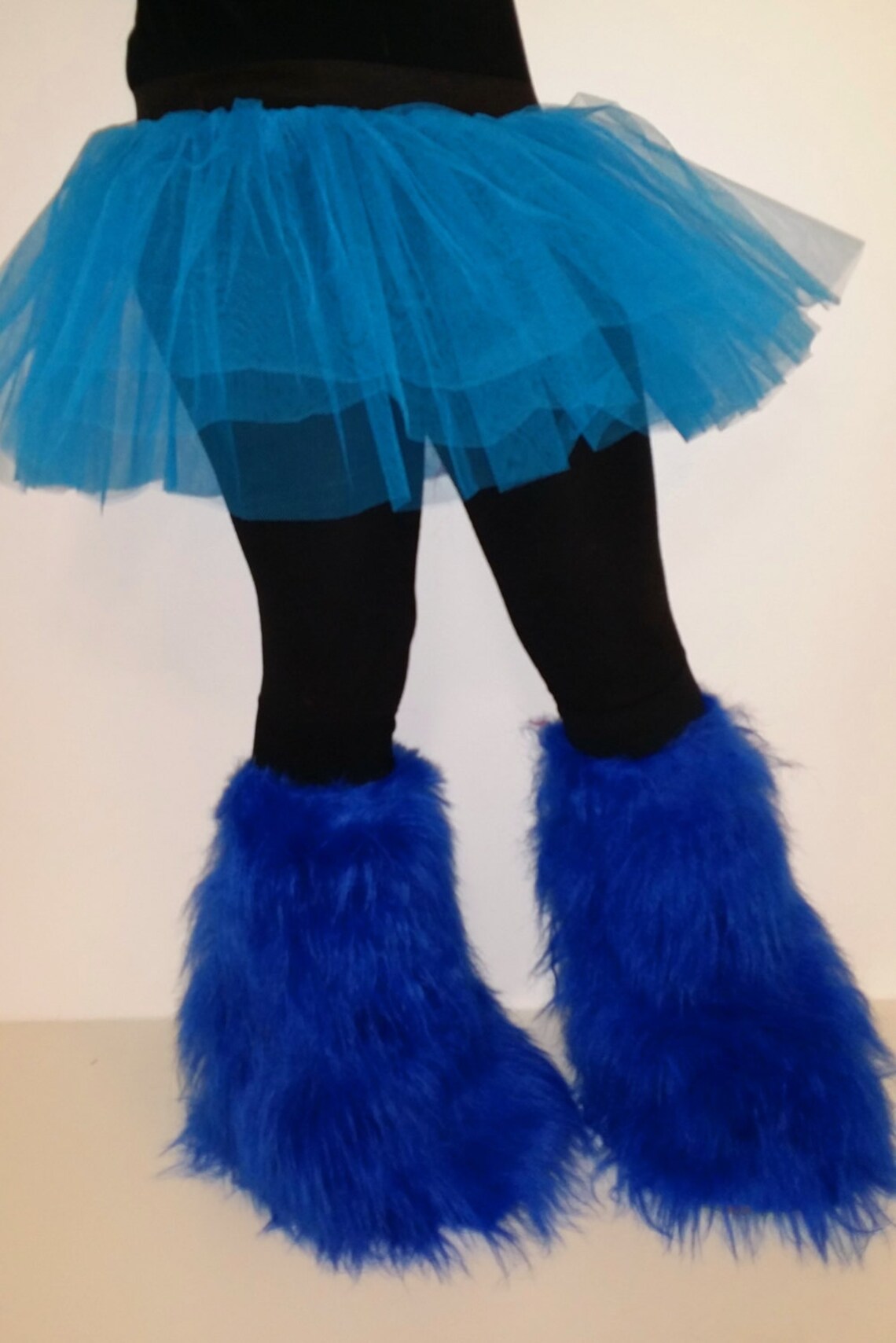 Blue Furry Fluffy Leg Warmer Boot Cover & Basic Tutu Skirt - Etsy