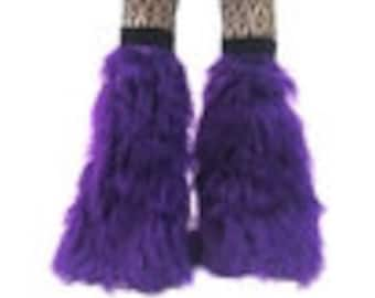 Purple Furry Fluffy Legwarmer Boot Cover Christmas Halloween costume Dance Clubwear usa