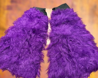 purple Furry Fluffy Legwarmer Boot Cover Christmas Halloween costume Dance Clubwear usa Cyber Women Girl Birthday