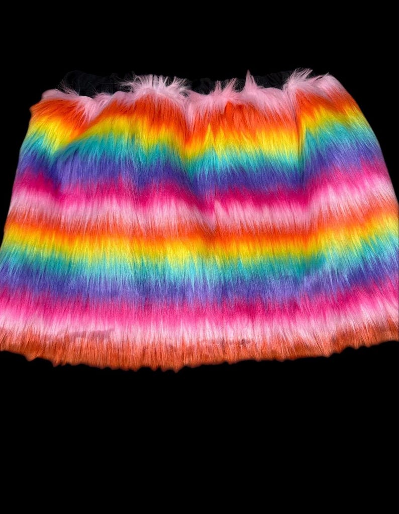 Multi Fuzzy Furry Fluffy Skirt Costume Fancy Sexy Dance Party Clubwear ...