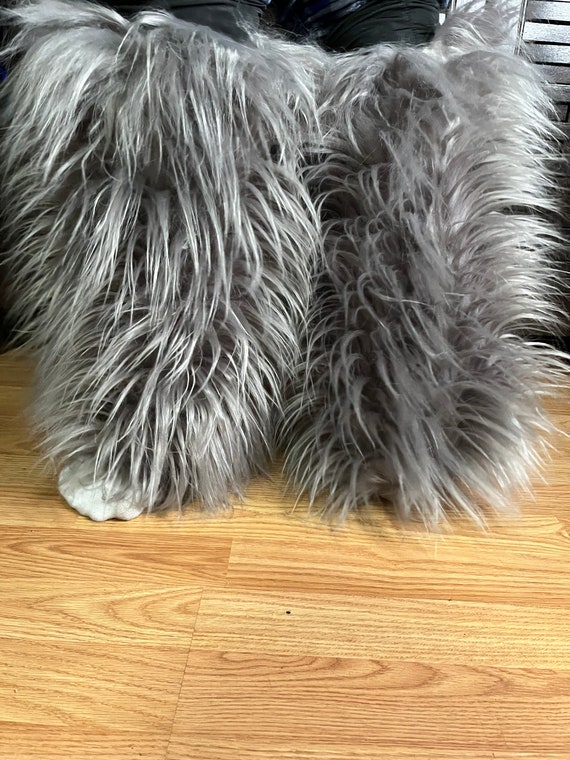 Grey Furry Fluffy Legwarmer Boot cover Rave Cyber Costume Dance Christmas Usa Fuzzy Leg Warmer Good Quality Halloween Leg Warmer Etsy